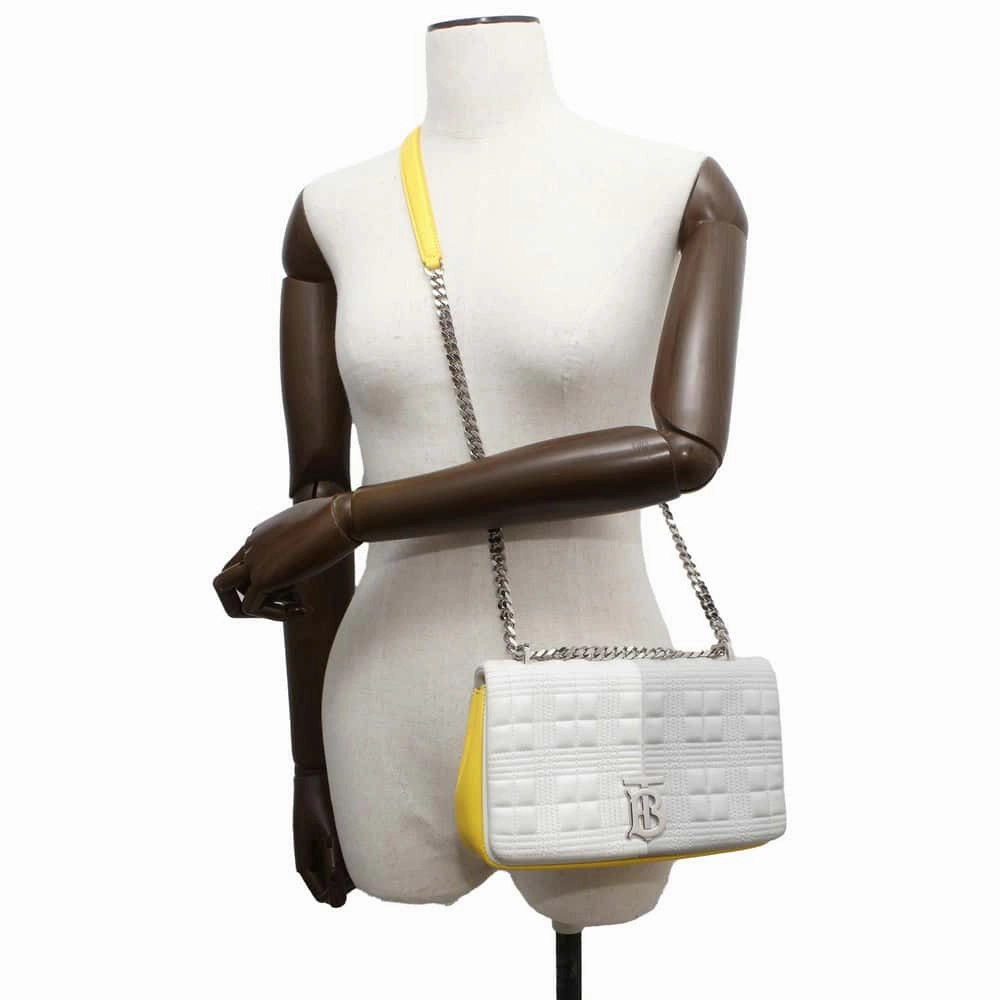BURBERRY Laura ChainShoulder Bag Yellow/White/Gray Leather