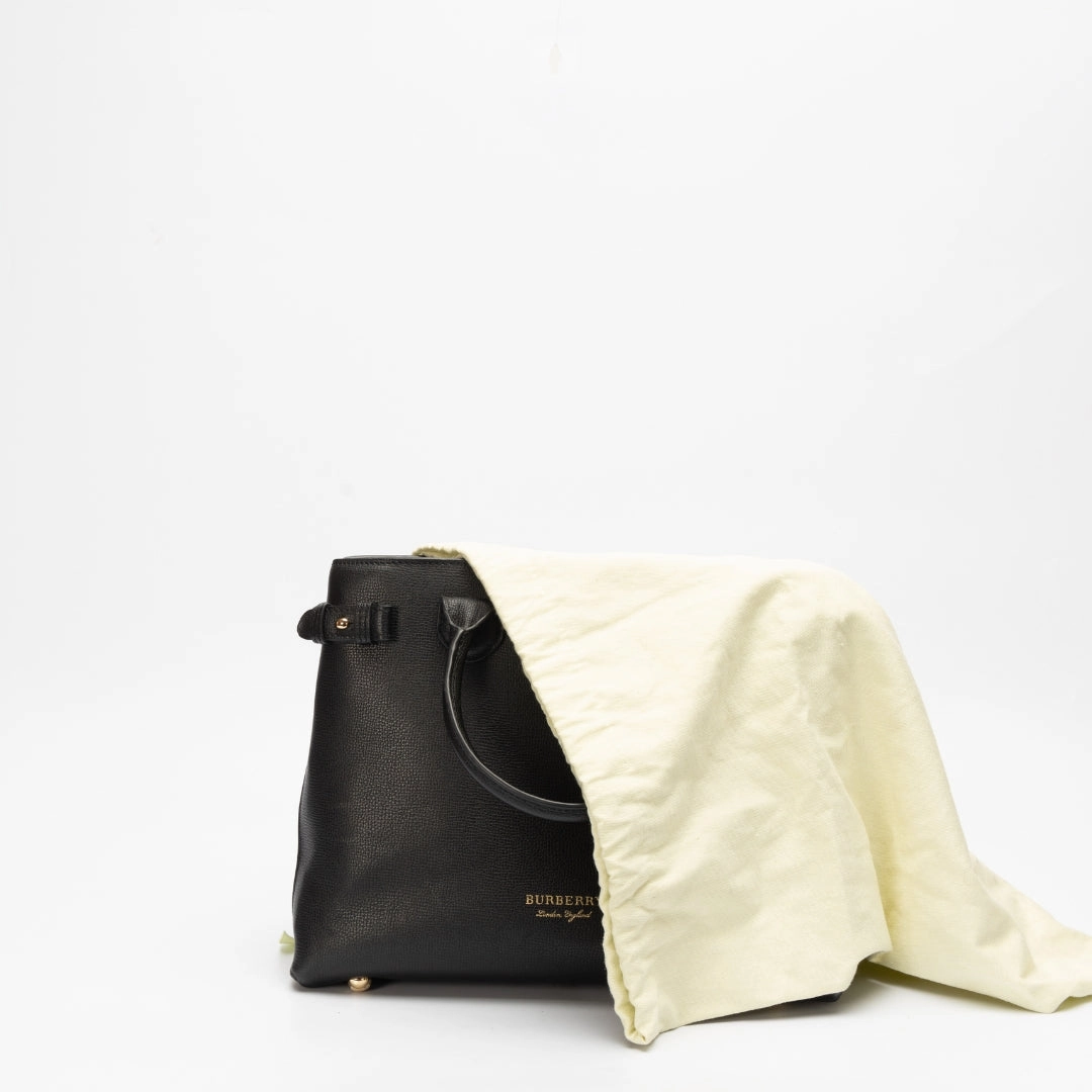 Burberry Leather and House Check Fabric Medium Banner Satchel
