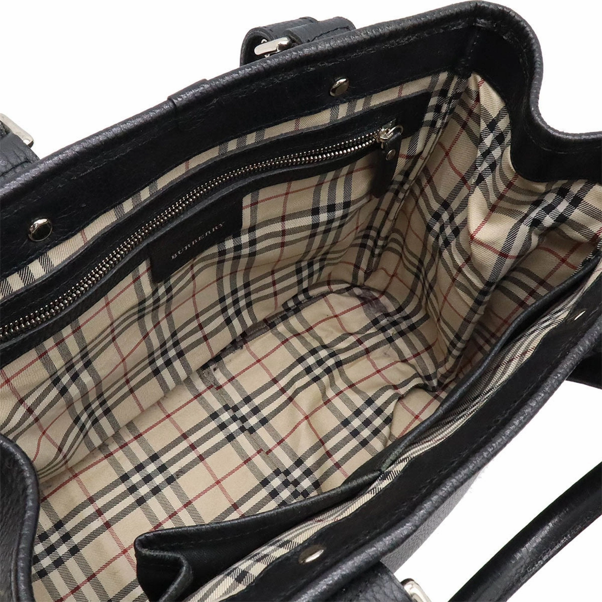 Burberry Leather Handbag Tote Bag (Pre-Owned)