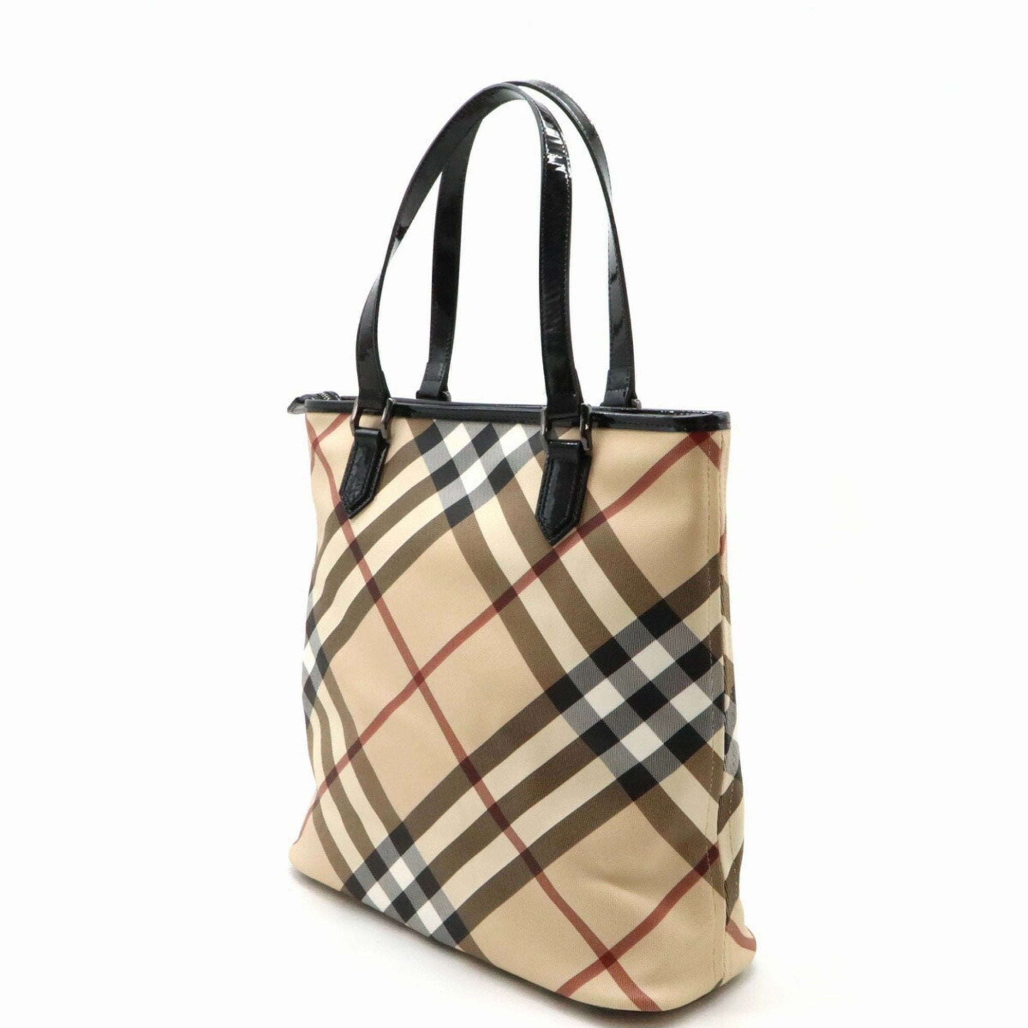 Burberry Nova Check Patent Leather Tote Bag (Pre-Owned)