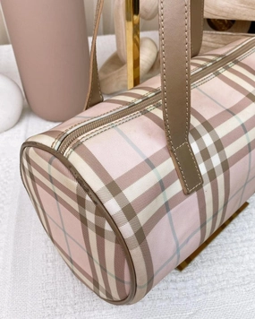 Burberry Nova Check Pink Coated Canvas Shoulder Bag