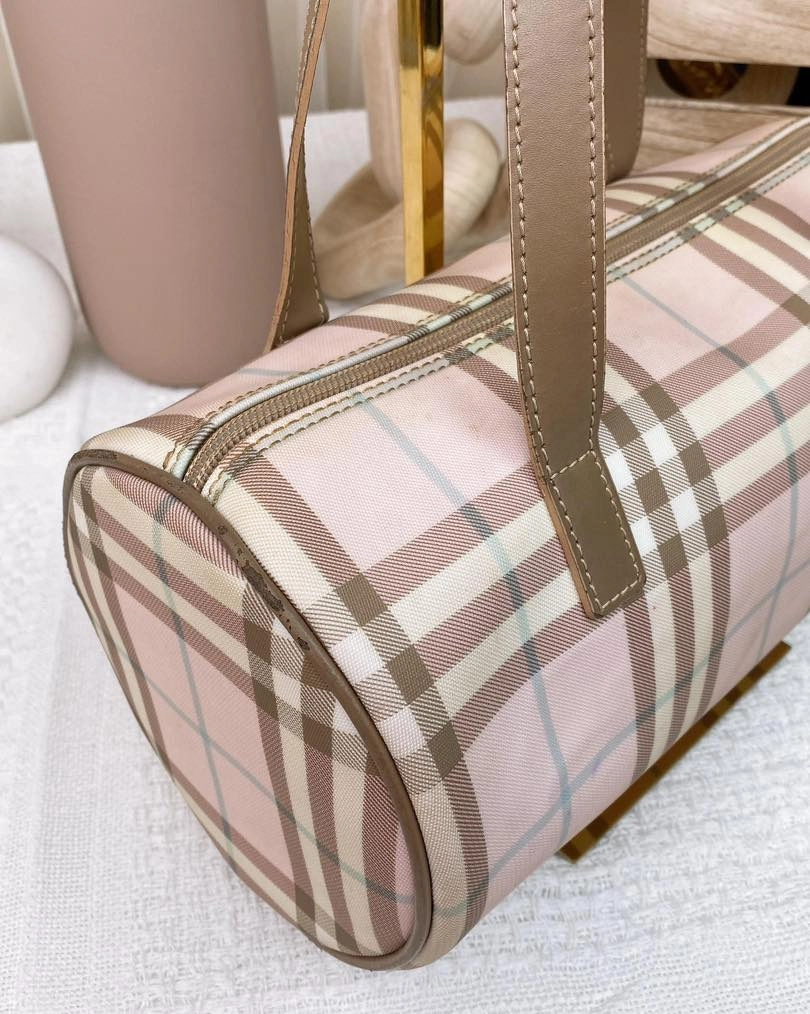 Burberry Nova Check Pink Coated Canvas Shoulder Bag