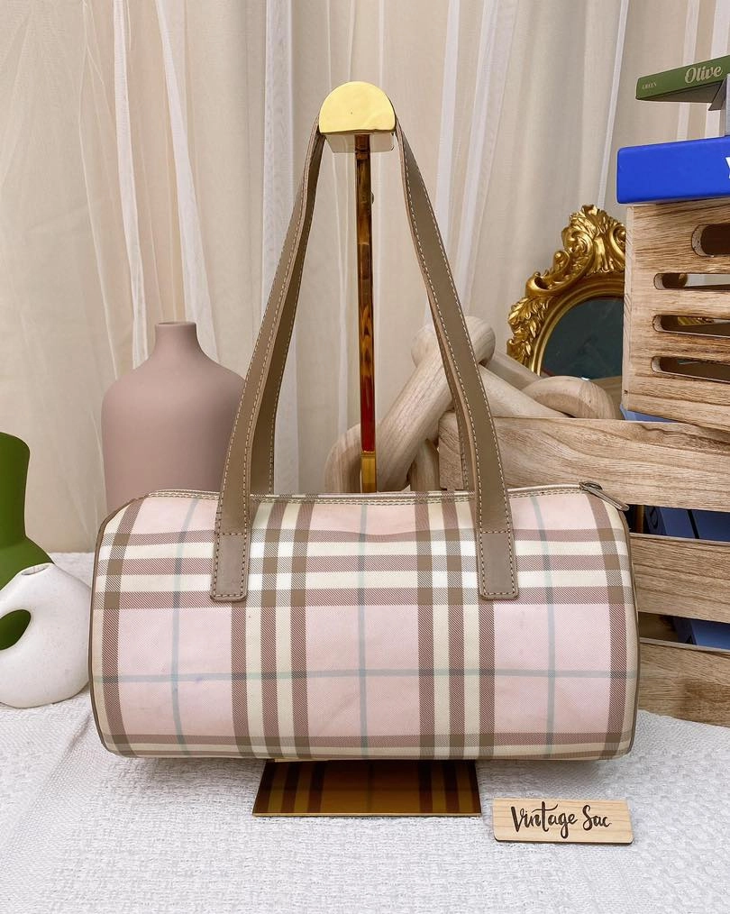 Burberry Nova Check Pink Coated Canvas Shoulder Bag