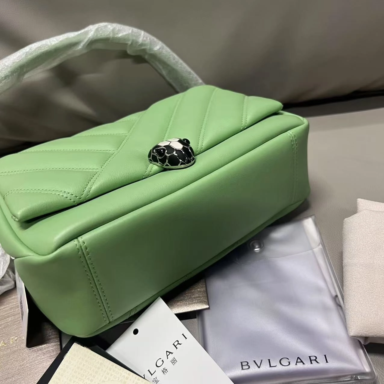 Bvlgari Serpenti Forever Mint Green Leather Shoulder Bag