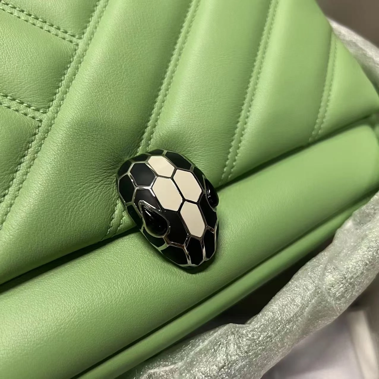 Bvlgari Serpenti Forever Mint Green Leather Shoulder Bag