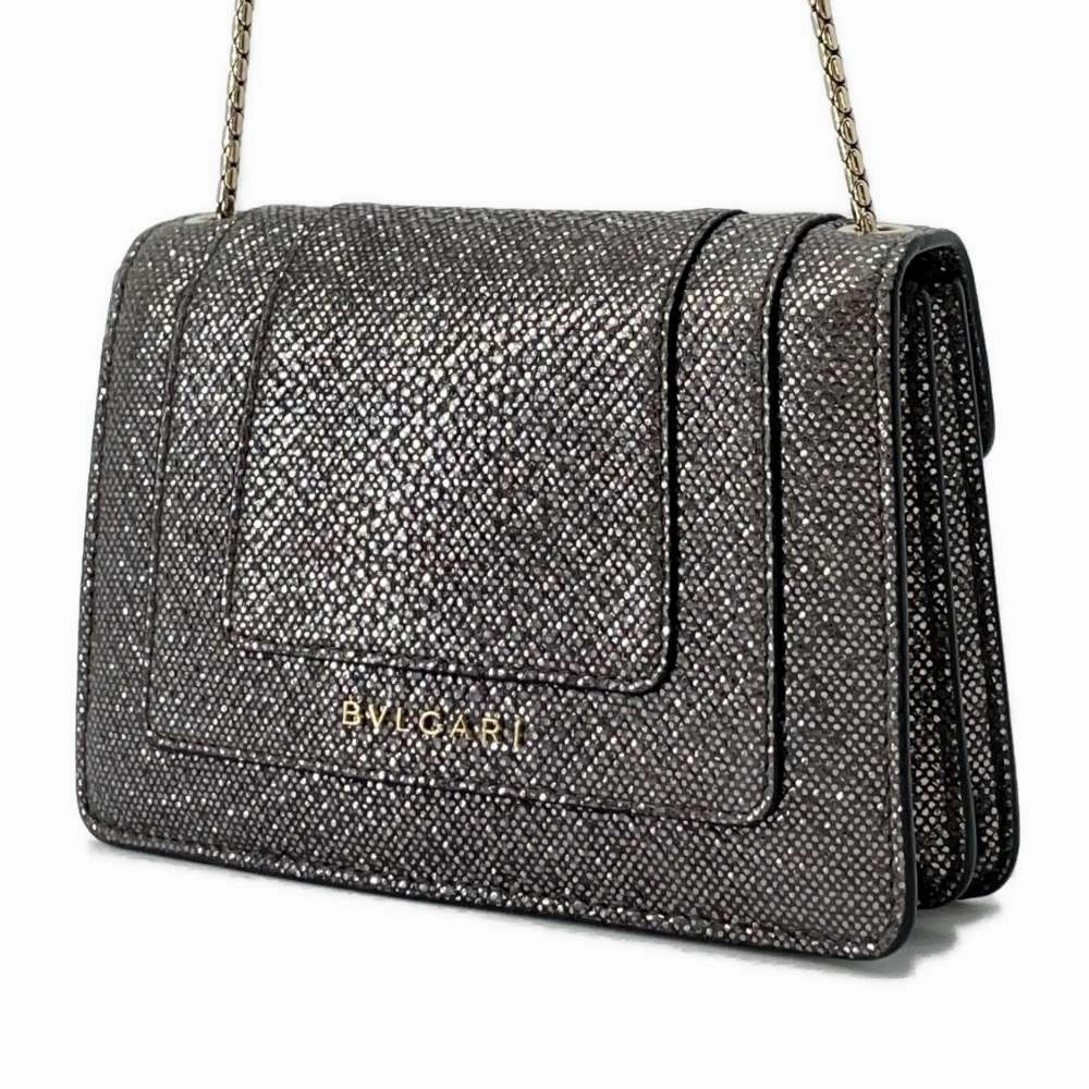 BVLGARI Serpenti Shoulder Bag Silver/Gray Leather