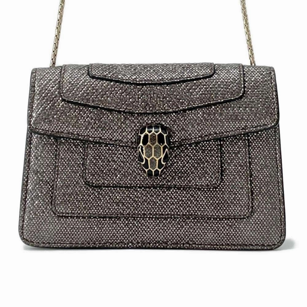 BVLGARI Serpenti Shoulder Bag Silver/Gray Leather