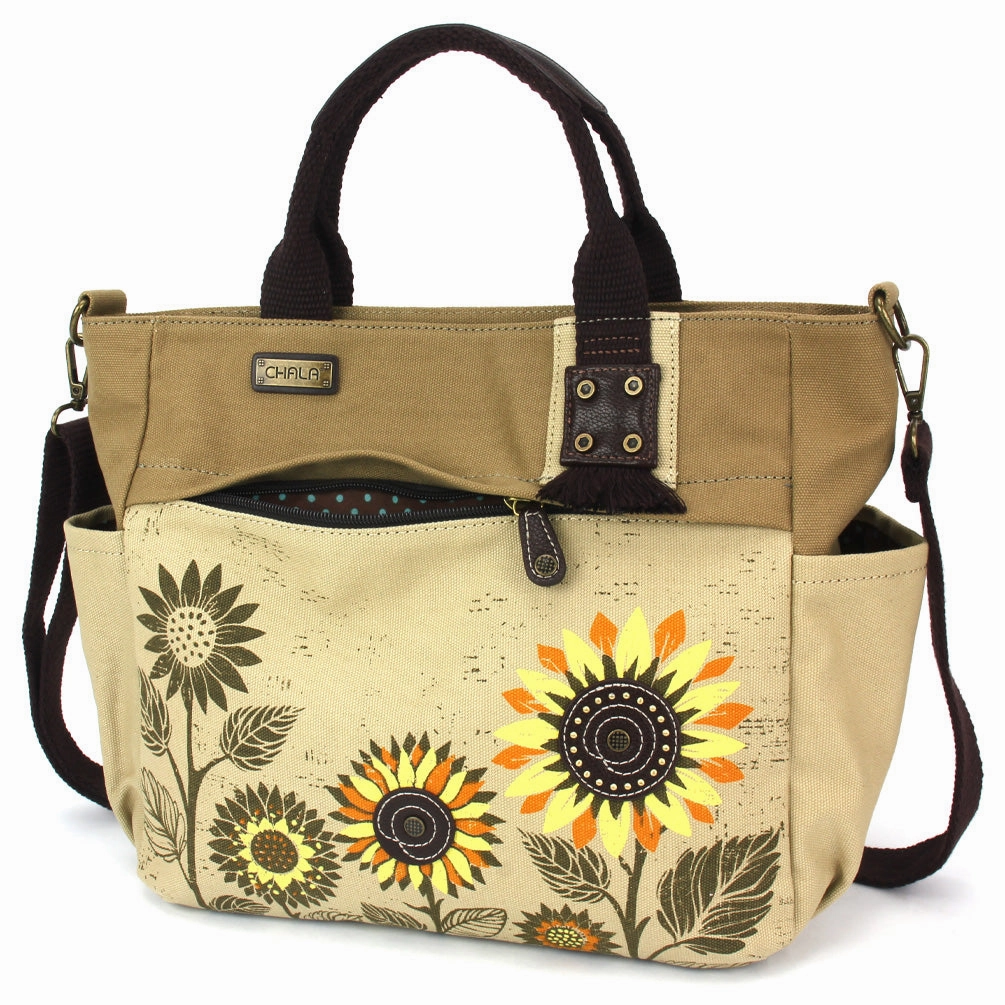 Canvas Print Pocket Tote - Sunflower