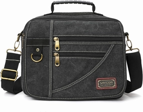 Canvas Purse - Small Crossbody Messenger Shoulder Work Travel Bag