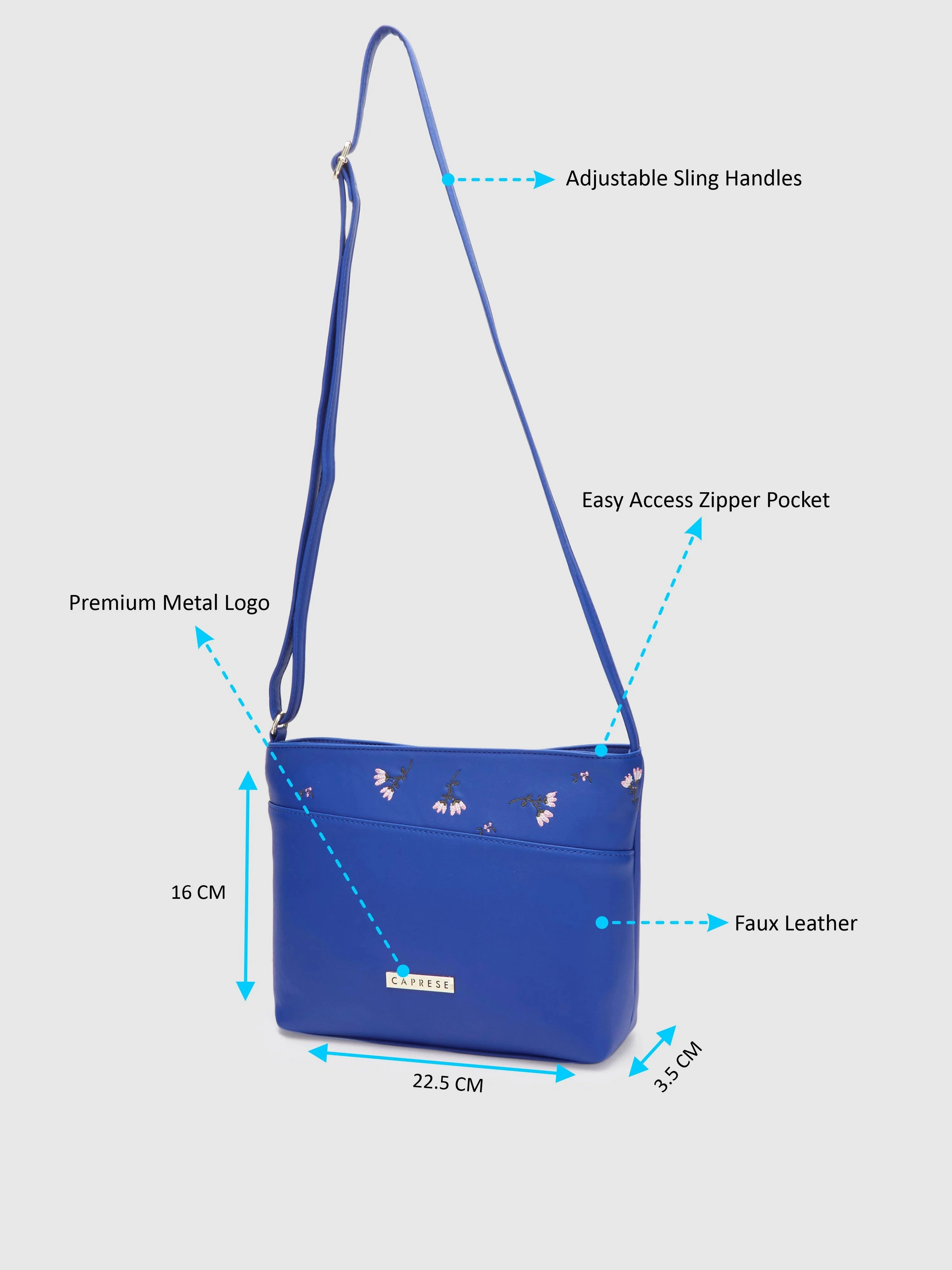 Caprese Adah Large Blue Sling Bag