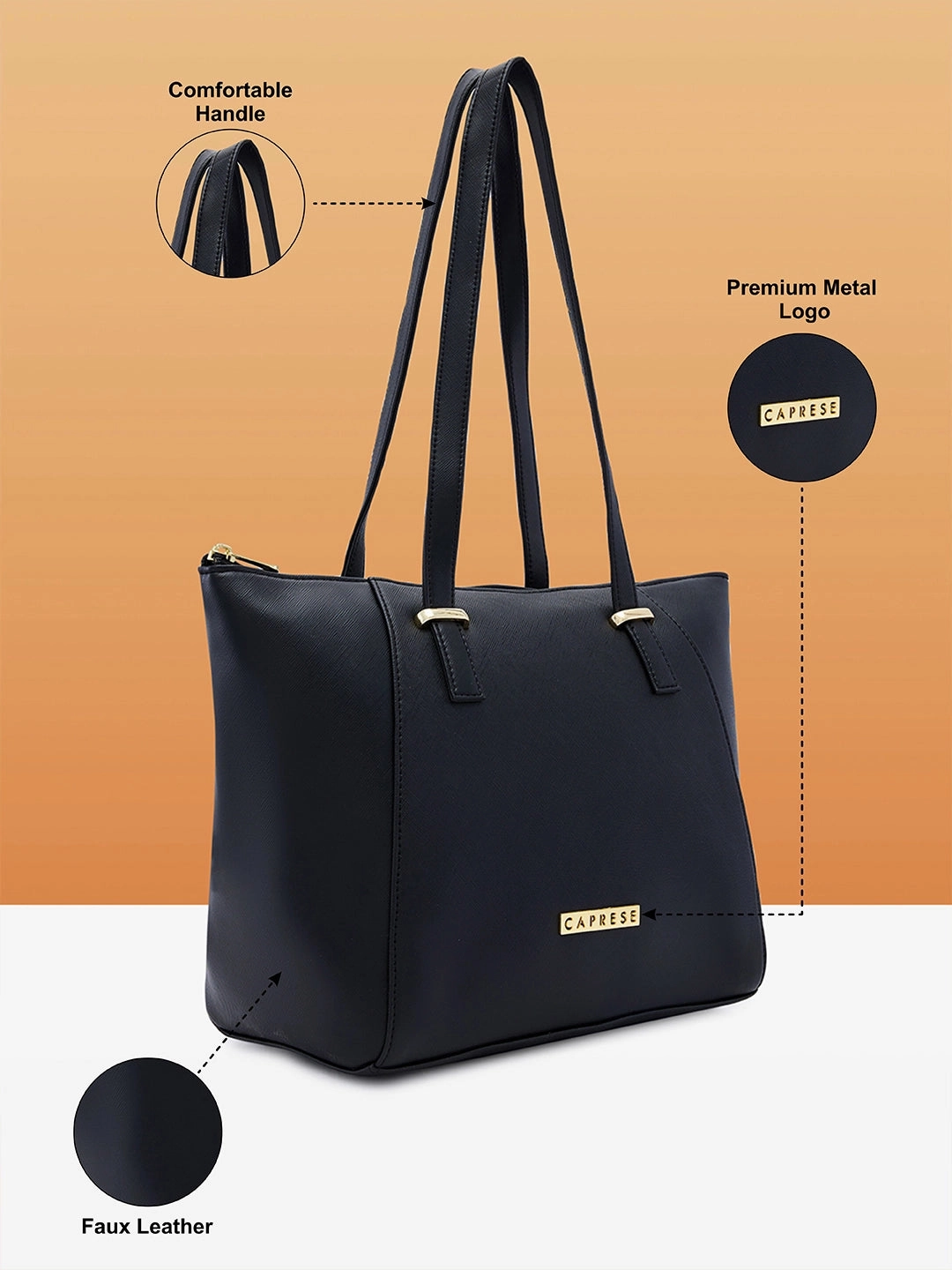 Caprese Afra Medium Black Tote Bag