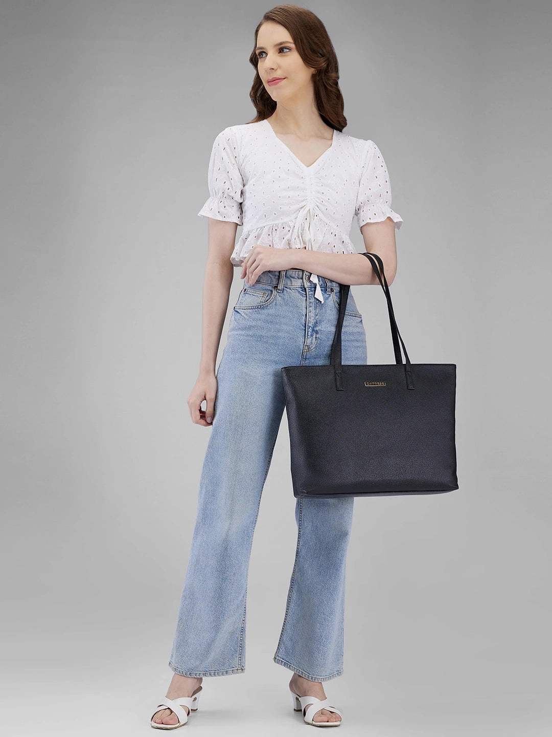 Caprese Amayra Large Black Laptop Tote Bag