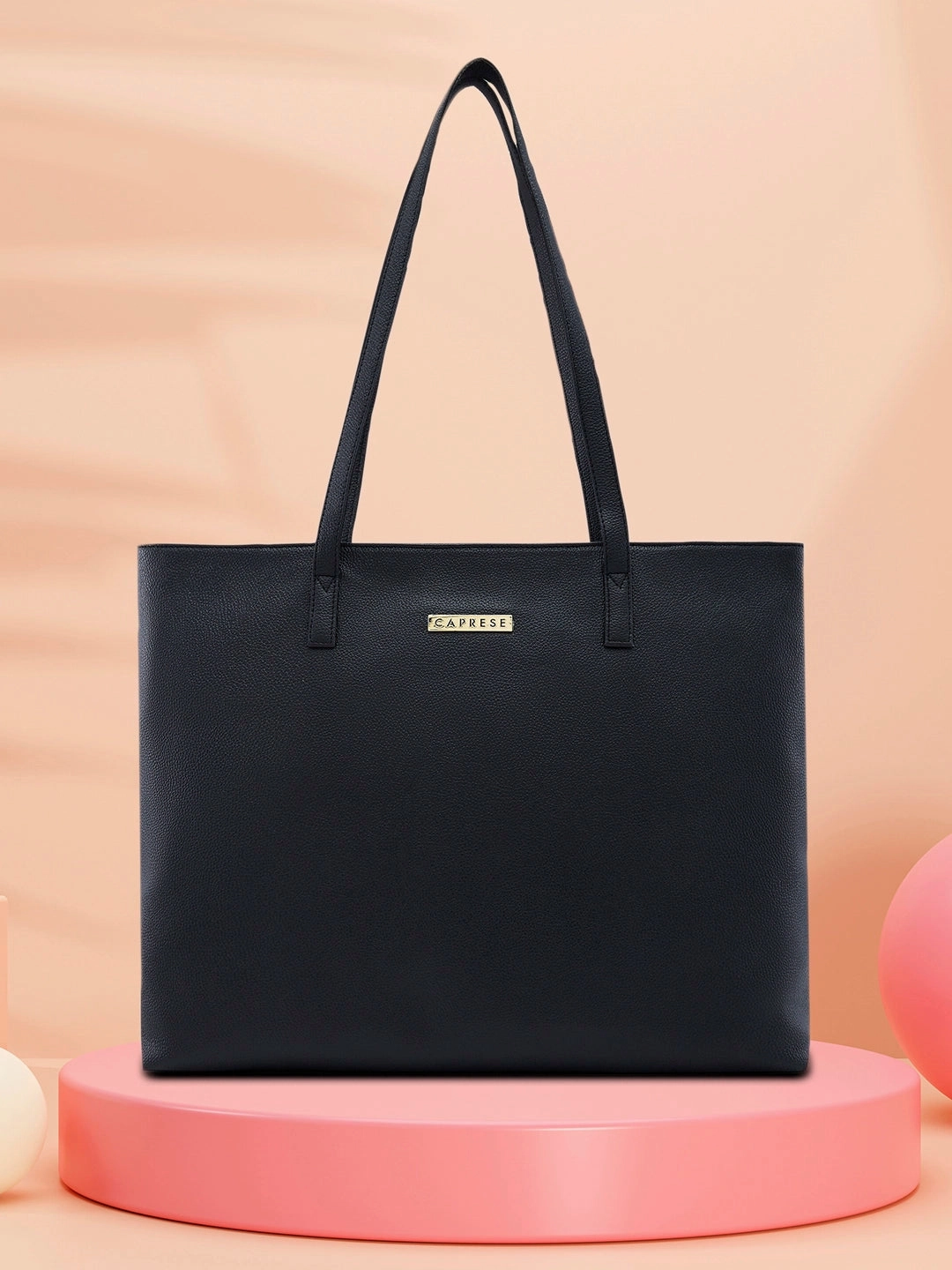 Caprese Amayra Large Black Laptop Tote Bag