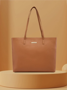 Caprese Amayra Large Tan Tote Laptop Bag