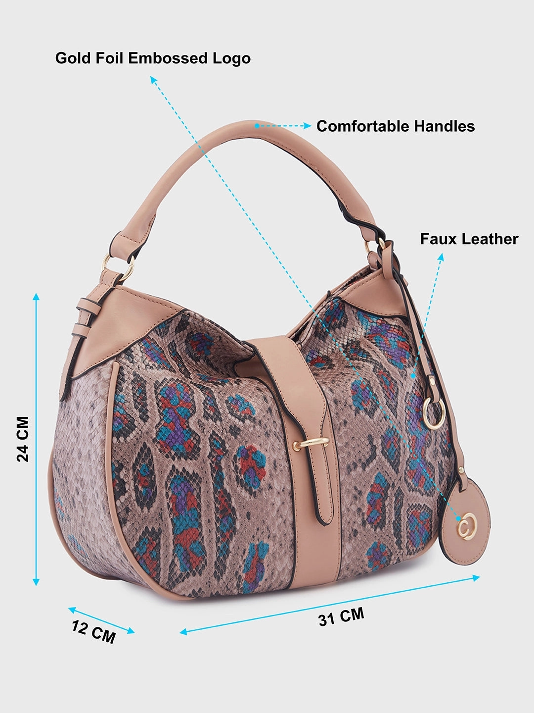 Caprese Archie Medium Dusky Pink Hobo Bag