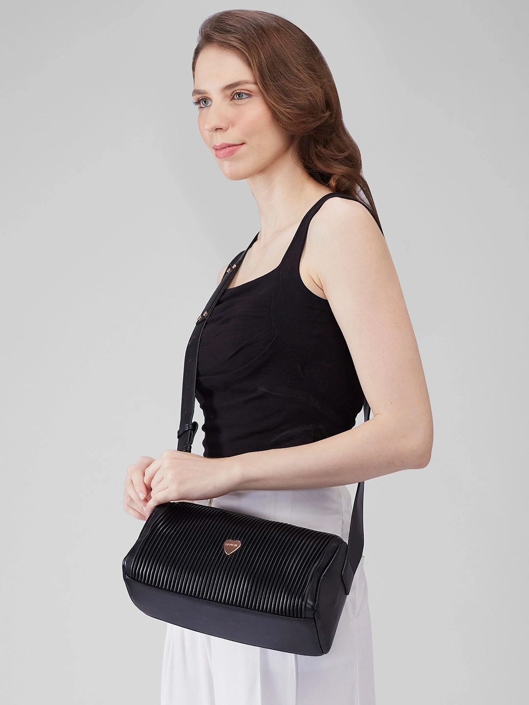 Caprese Ava Medium Black Sling Bag