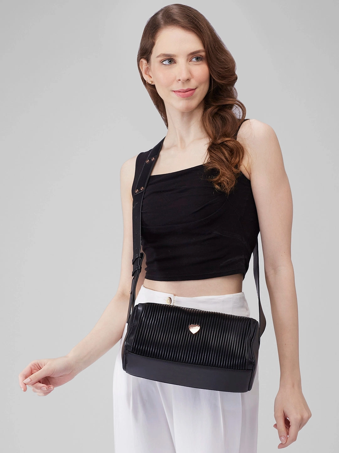 Caprese Ava Medium Black Sling Bag