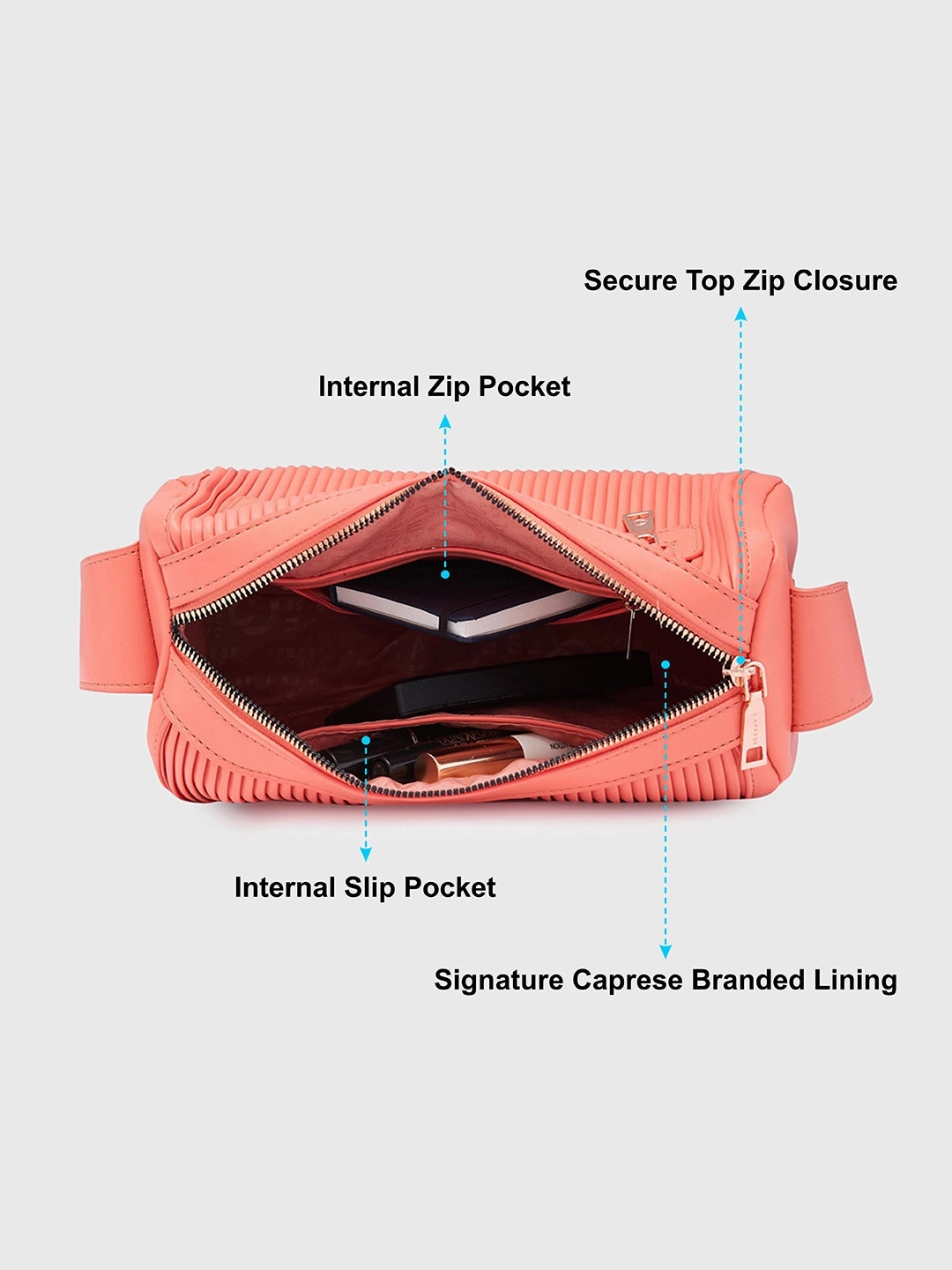 Caprese Ava Medium Coral Sling Bag