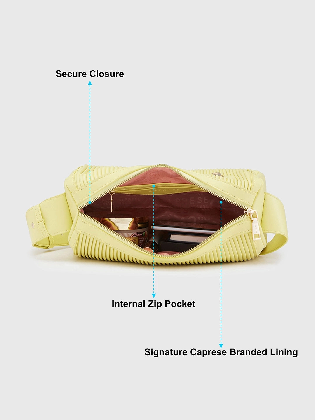 Caprese Ava Medium Lemon Yellow Sling Bag