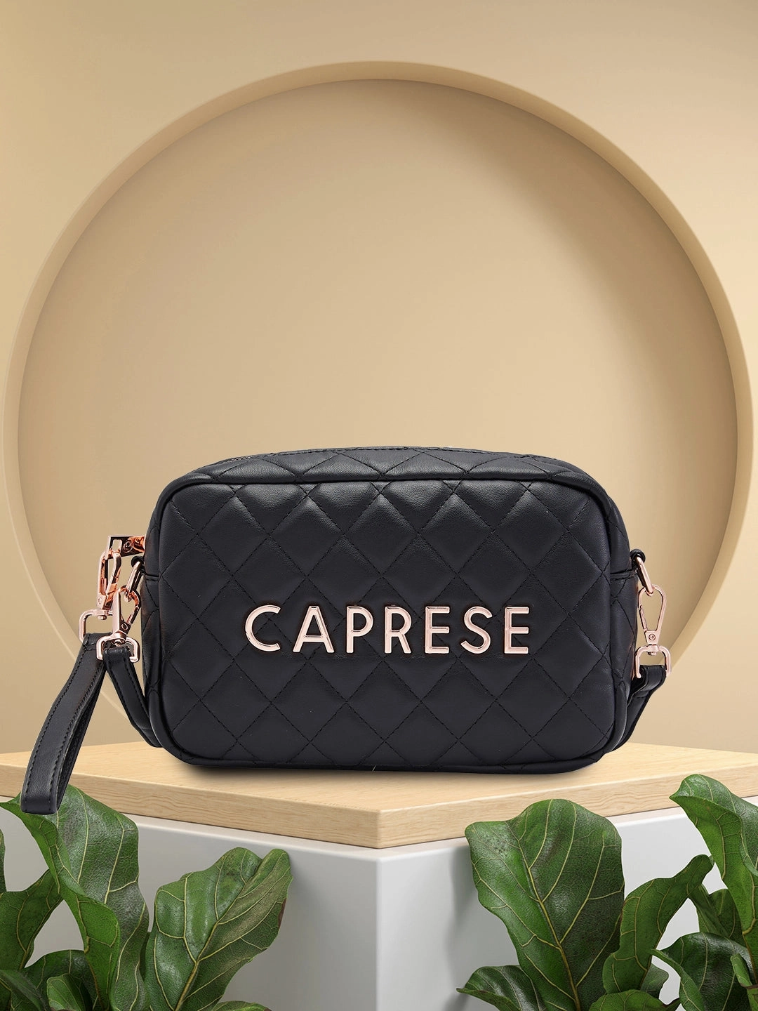 Caprese Ava Small Black Sling Bag