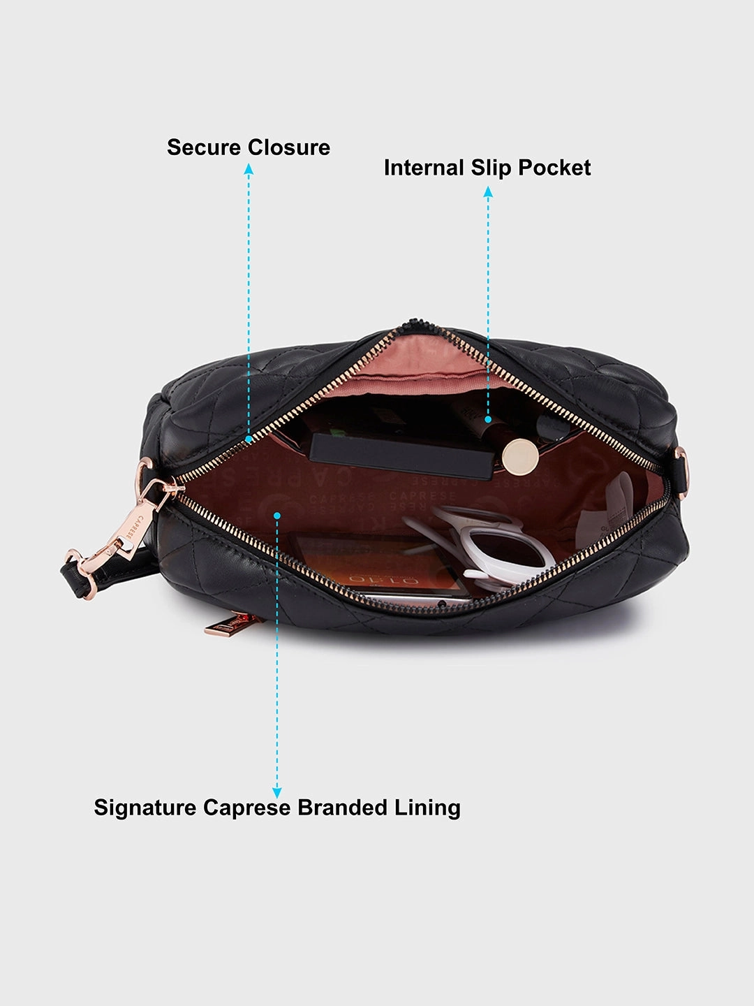 Caprese Ava Small Black Sling Bag