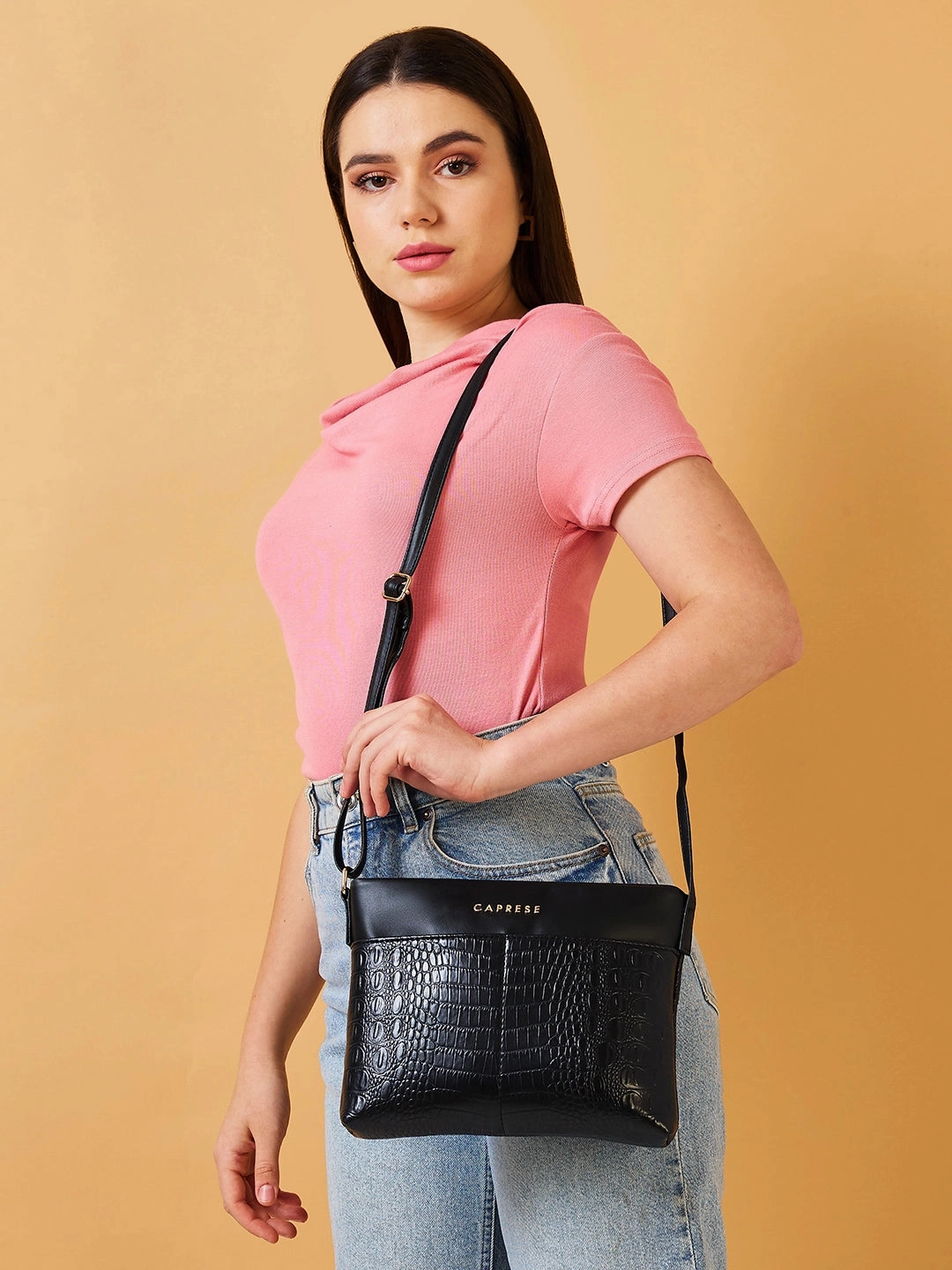 Caprese Azzura Medium Black Sling Bag