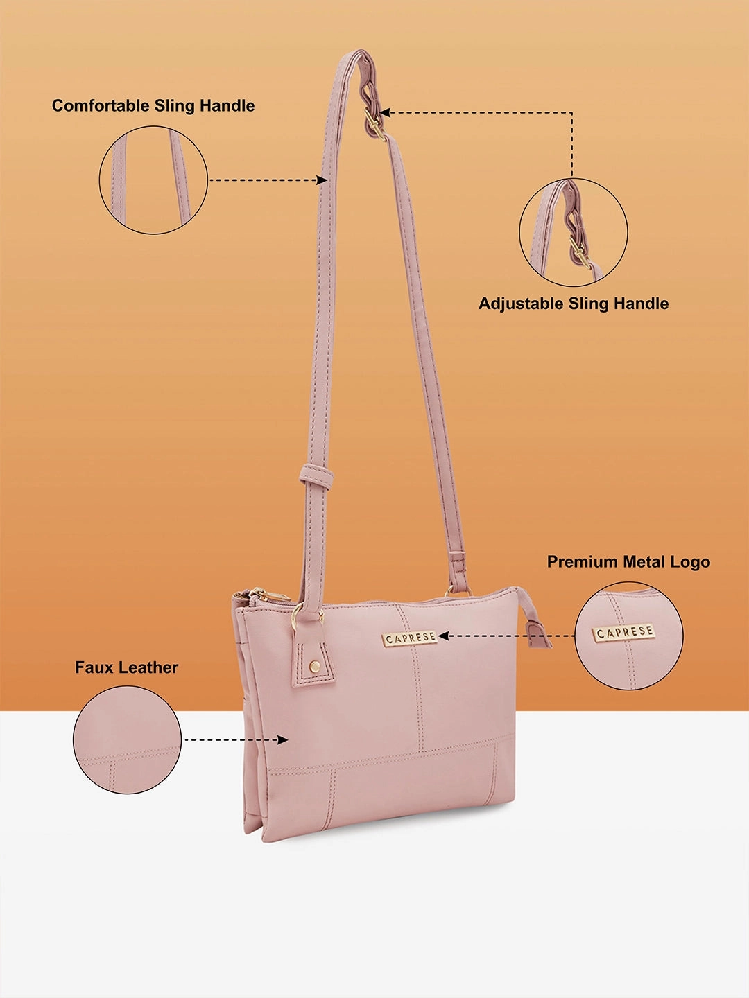 Caprese Blake Large Pink Sling Bag