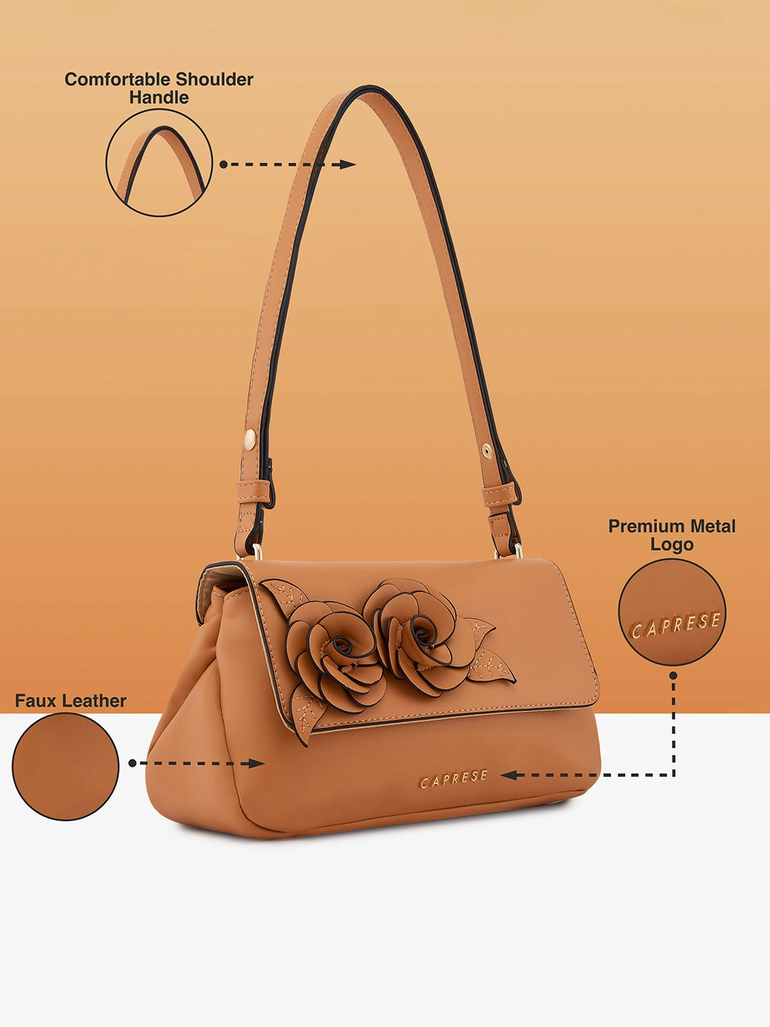 Caprese Bloom Medium Apricot Sling Bag