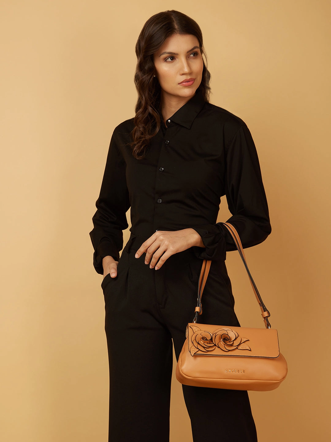 Caprese Bloom Medium Apricot Sling Bag