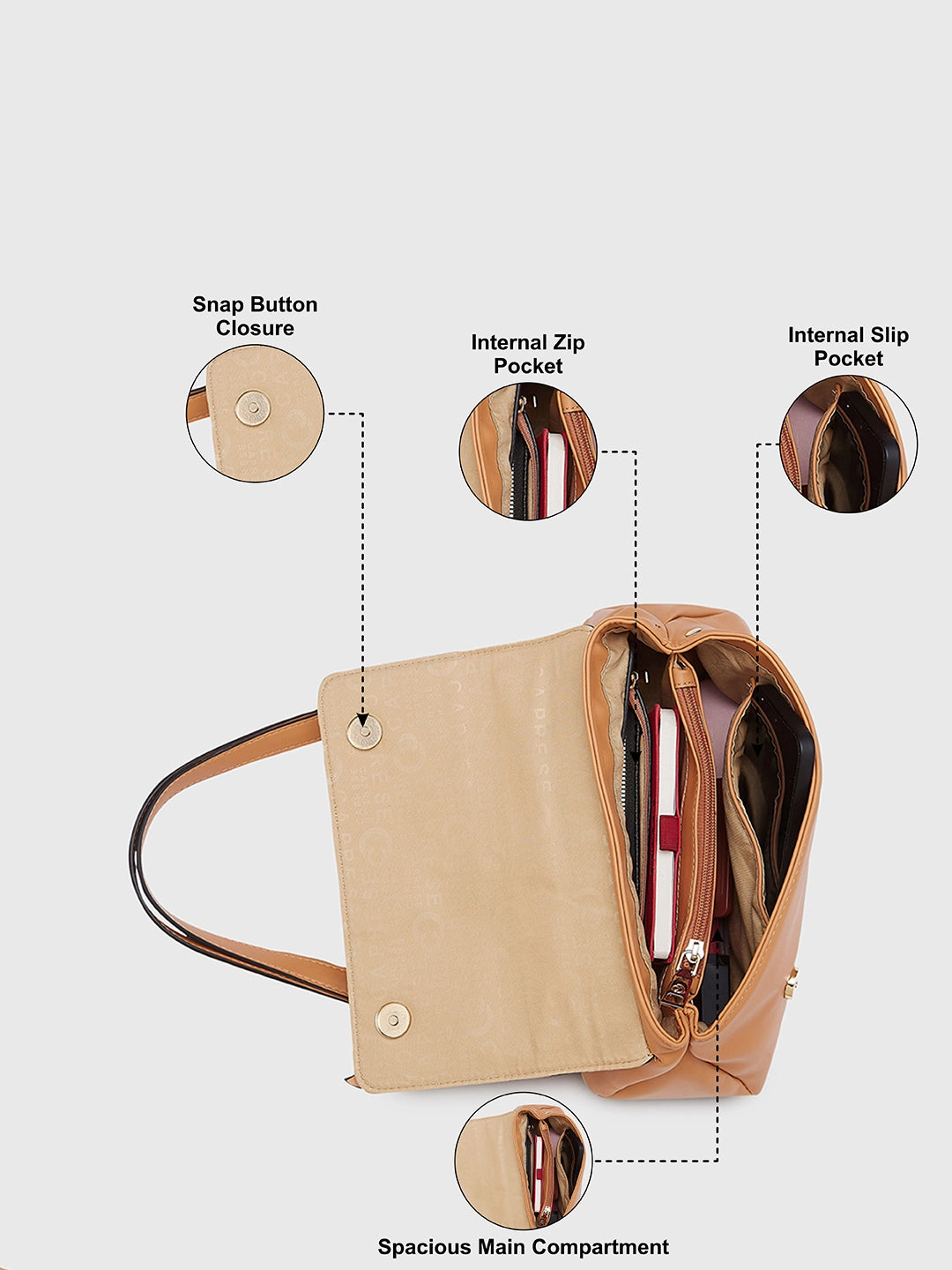 Caprese Bloom Medium Apricot Sling Bag