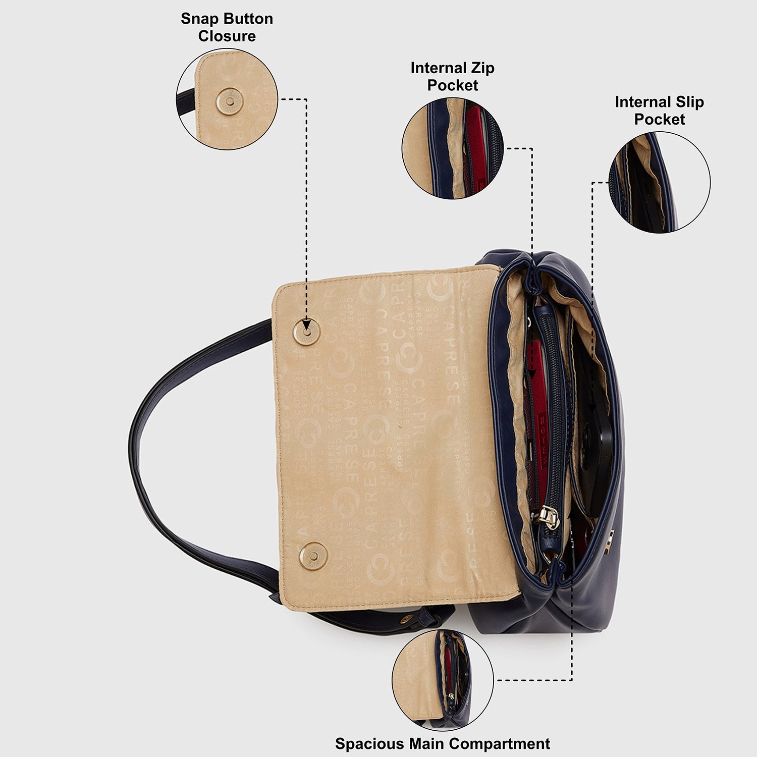 Caprese Bloom Medium Navy Sling Bag