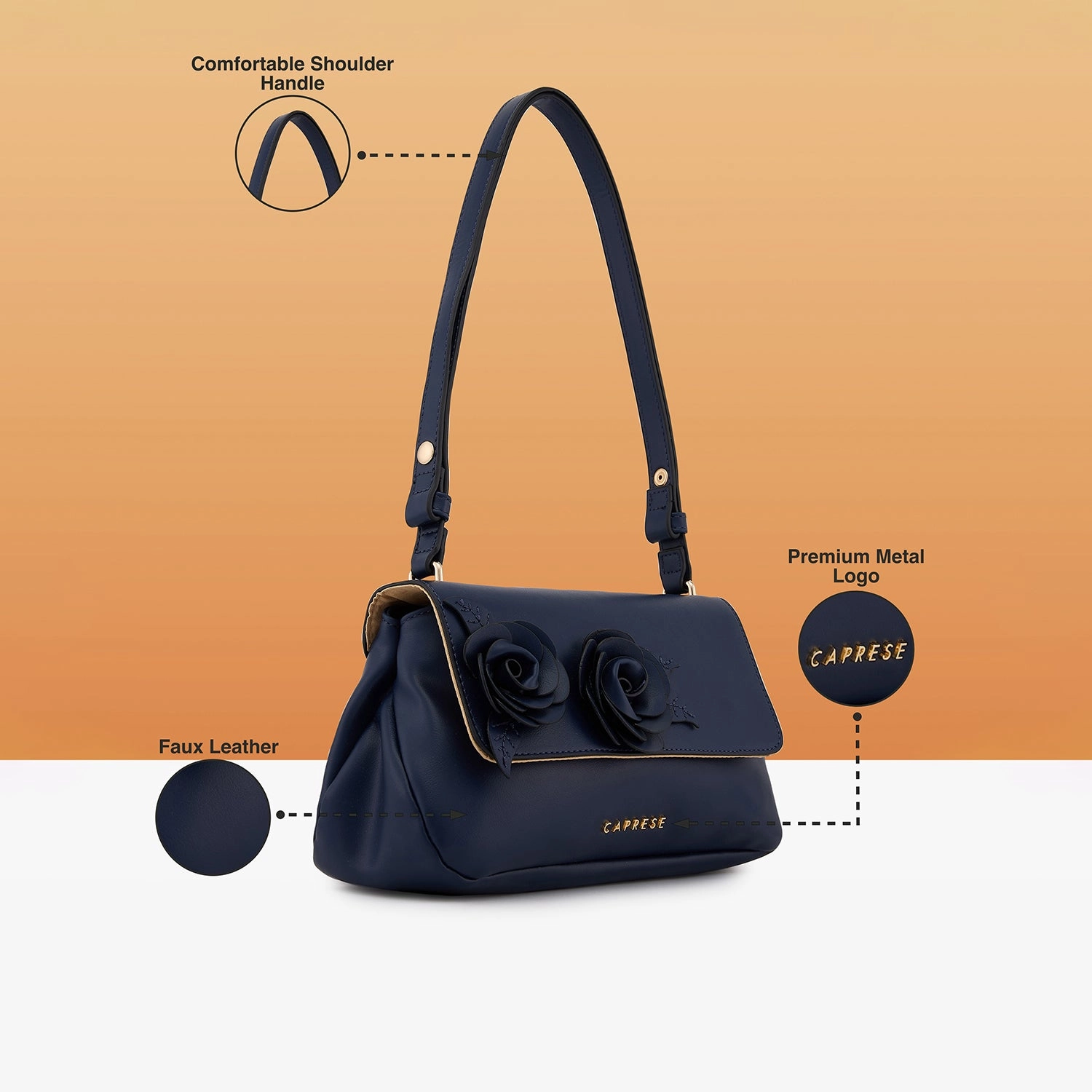 Caprese Bloom Medium Navy Sling Bag