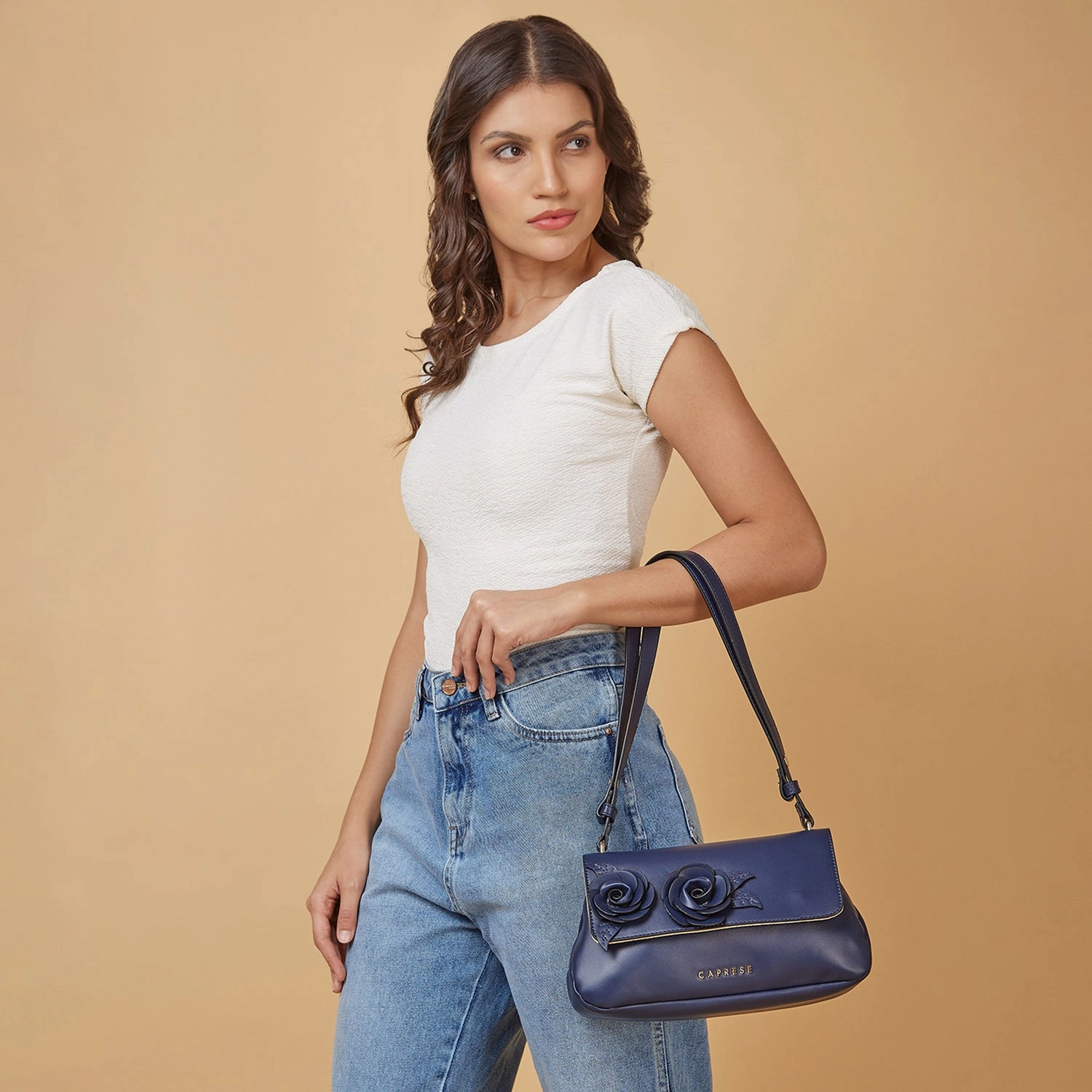 Caprese Bloom Medium Navy Sling Bag