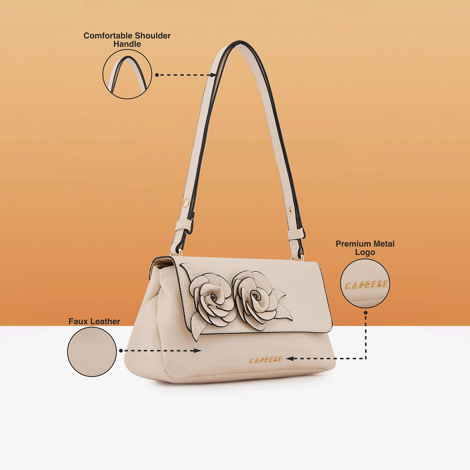Caprese Bloom Medium Off White Sling Bag