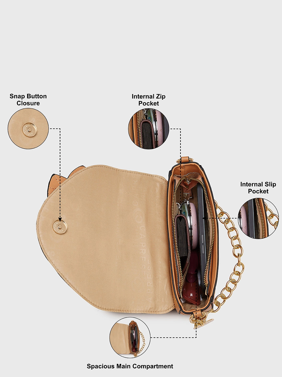 Caprese Bloom Small Apricot Sling Bag
