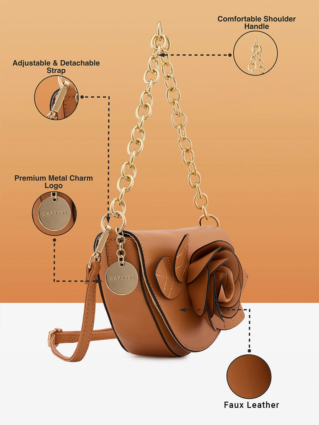 Caprese Bloom Small Apricot Sling Bag