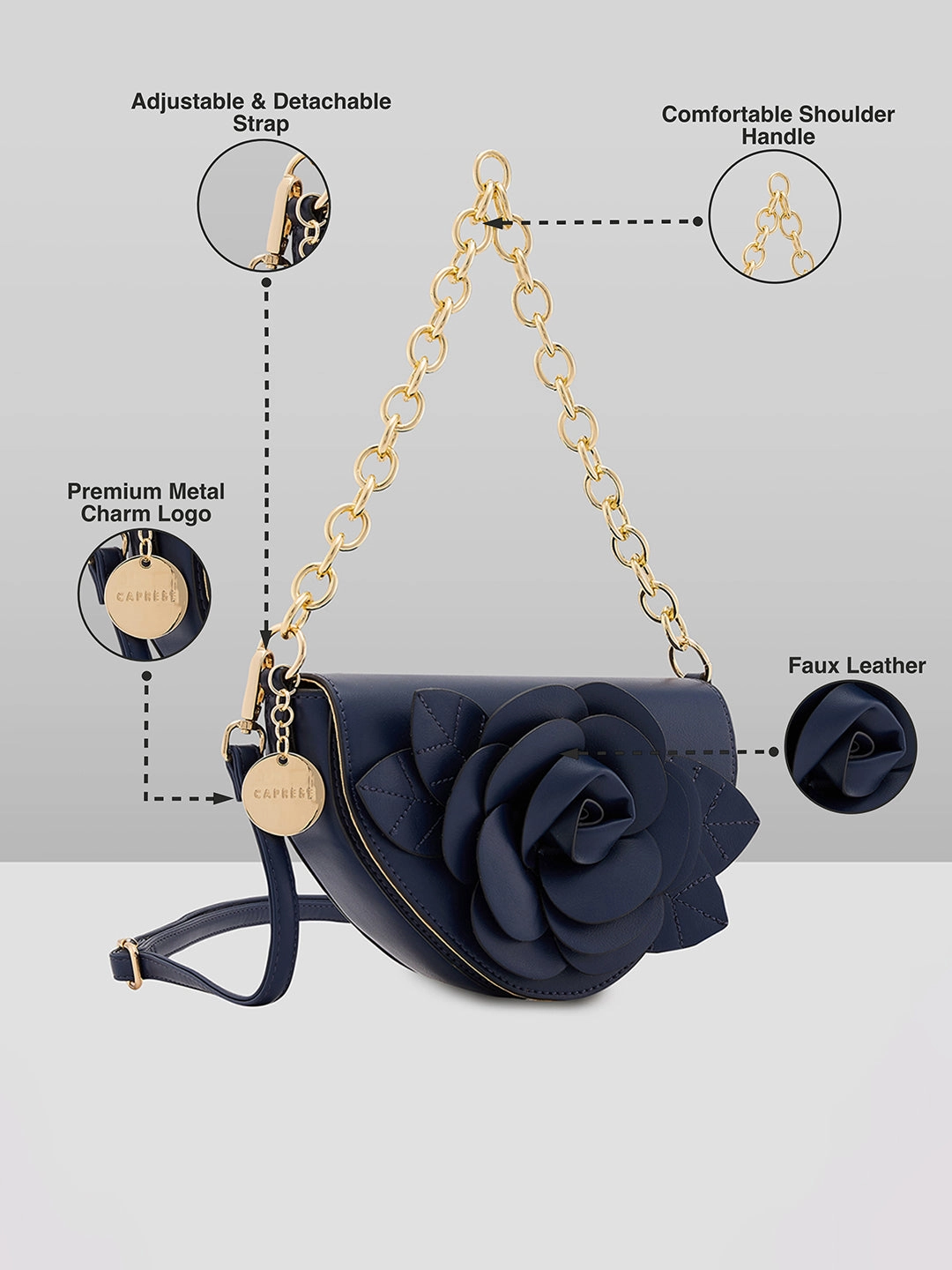 Caprese Bloom Small Navy Sling Bag