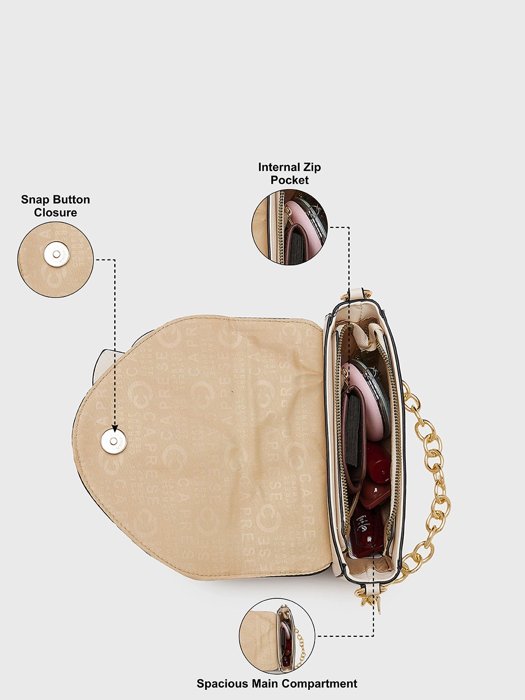 Caprese Bloom Small Off White Sling Bag