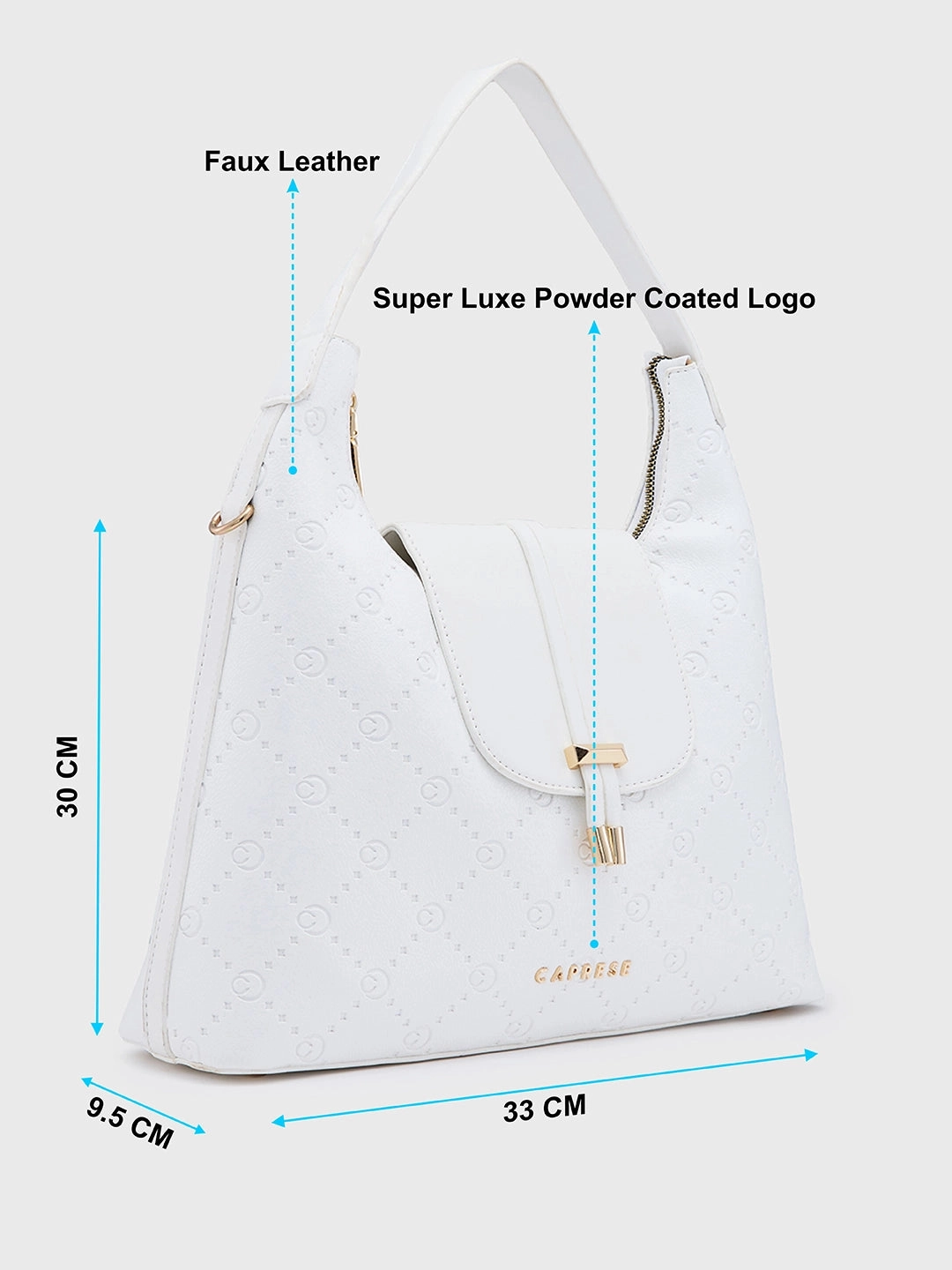 Caprese Brianna Medium White Hobo Bag