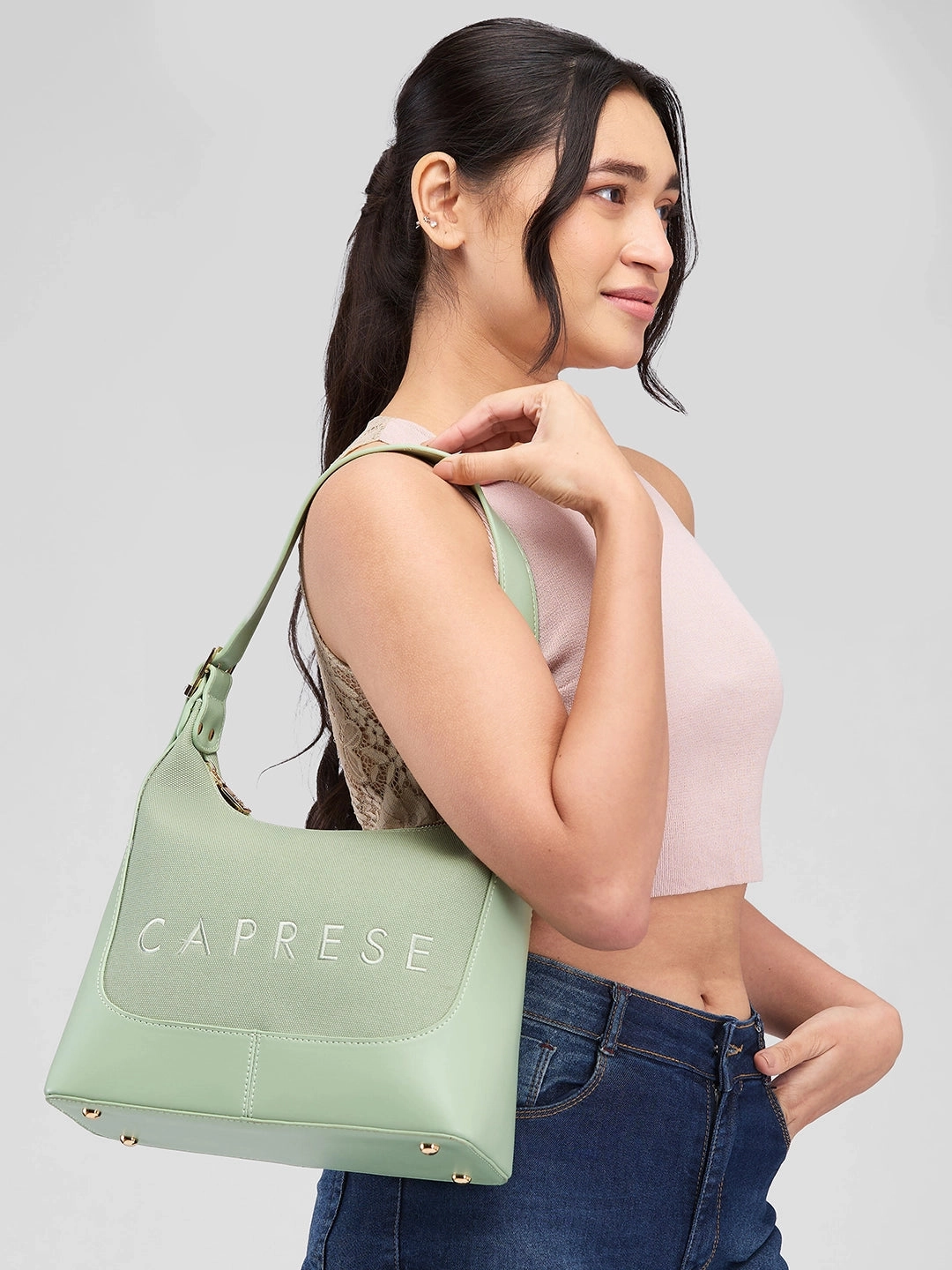 Caprese Brooklyn Medium Green Hobo Bag