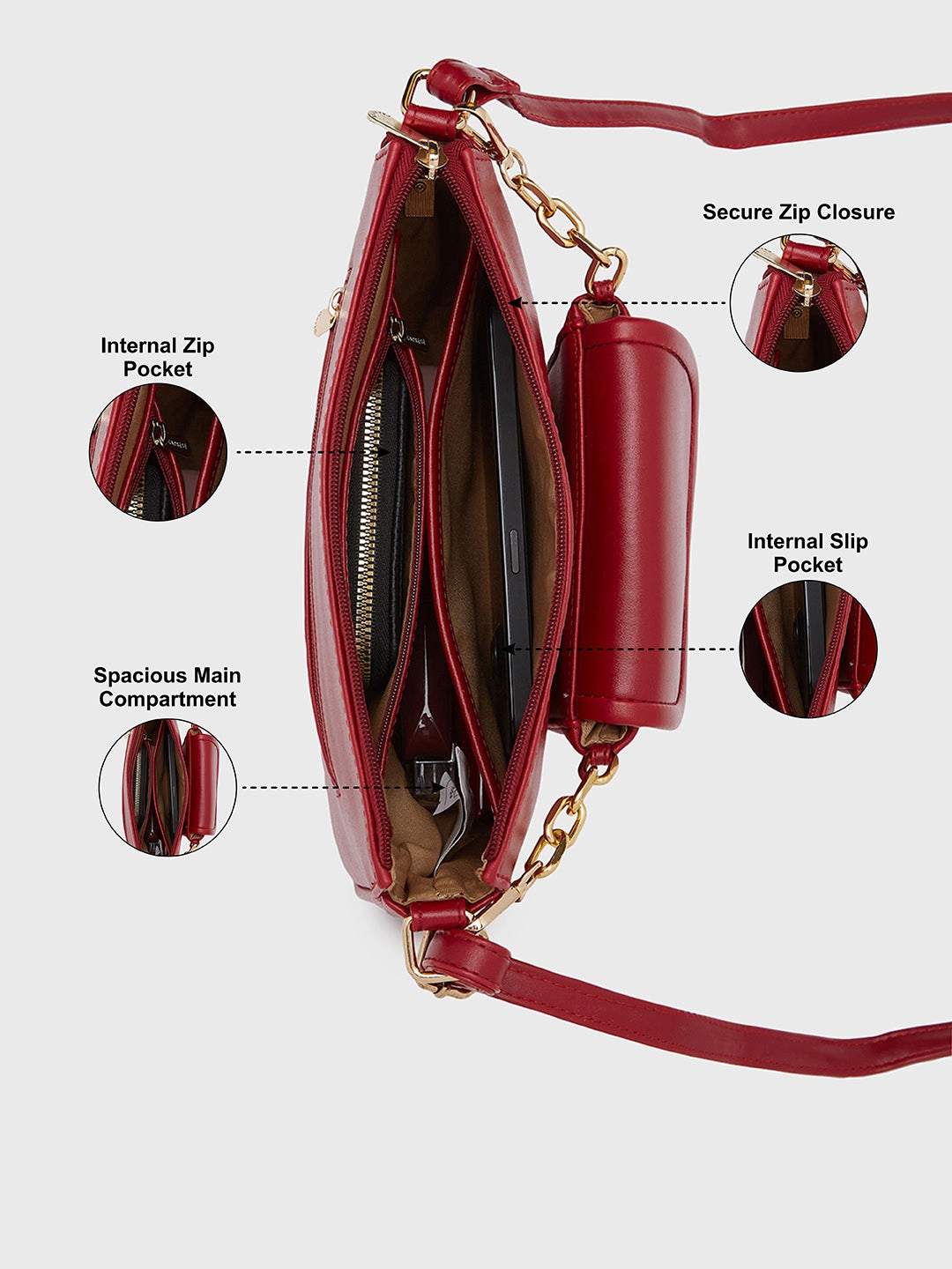 Caprese Buzzy Medium Marron Crossbody Bag