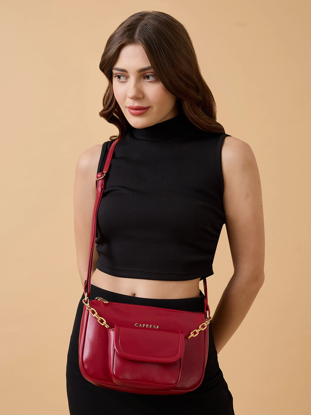 Caprese Buzzy Medium Marron Crossbody Bag