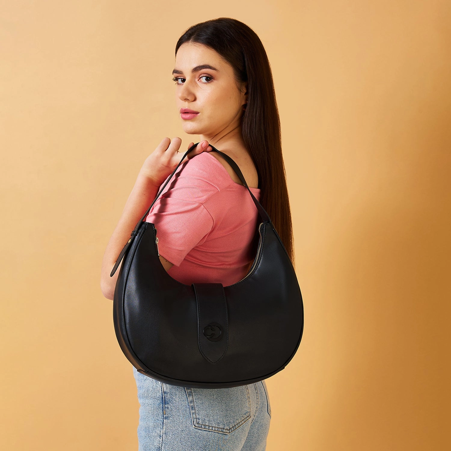 Caprese Celia Large  Black Crossbody Bag