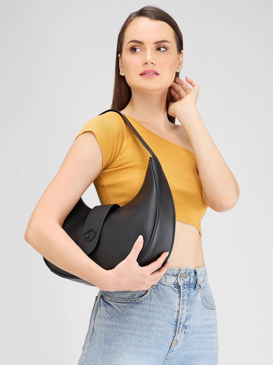 Caprese Celia Large Black Hobo Bag
