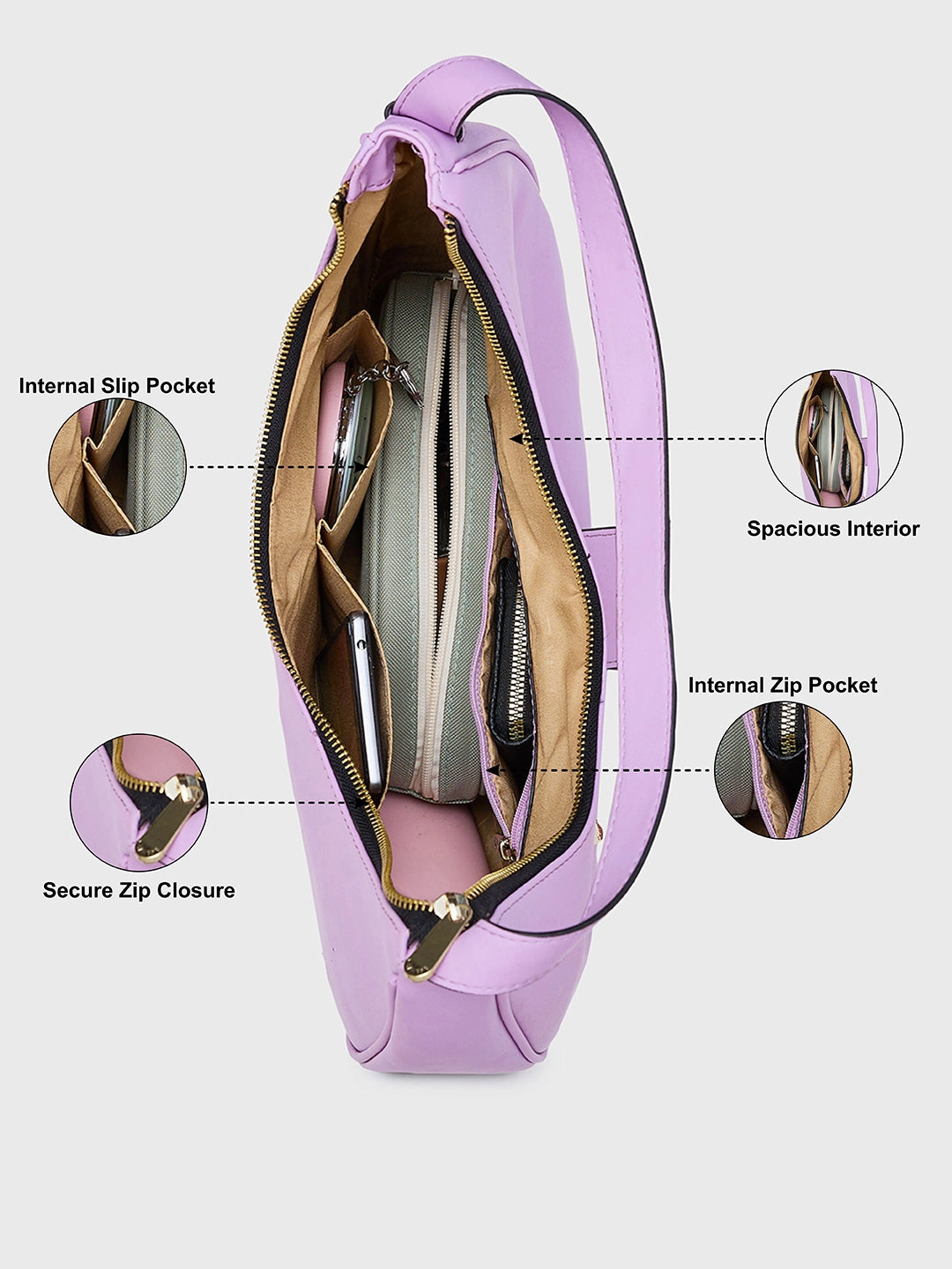Caprese Celia Large  Mauve Hobo Bag