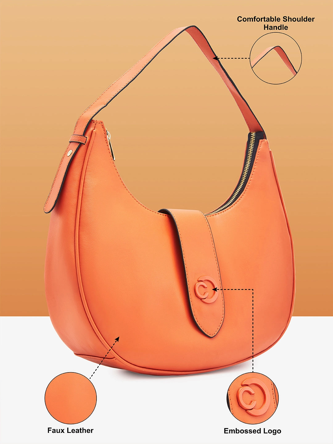 Caprese Celia Large  Rust Hobo Bag