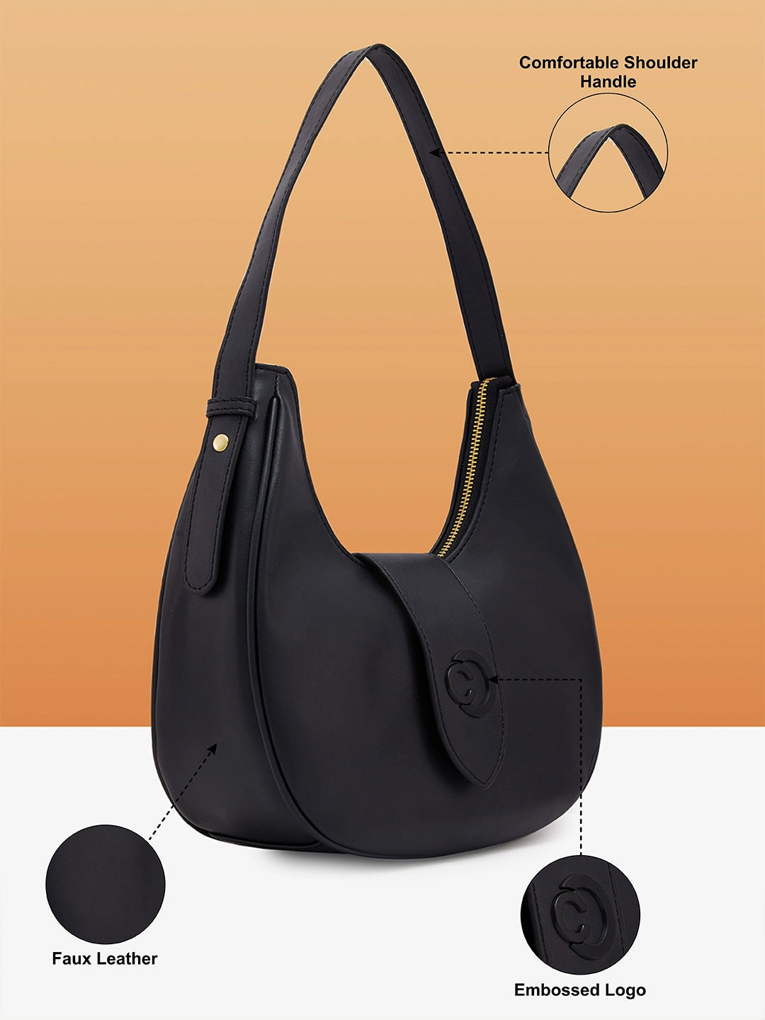 Caprese Celia Small Black Hobo Bag
