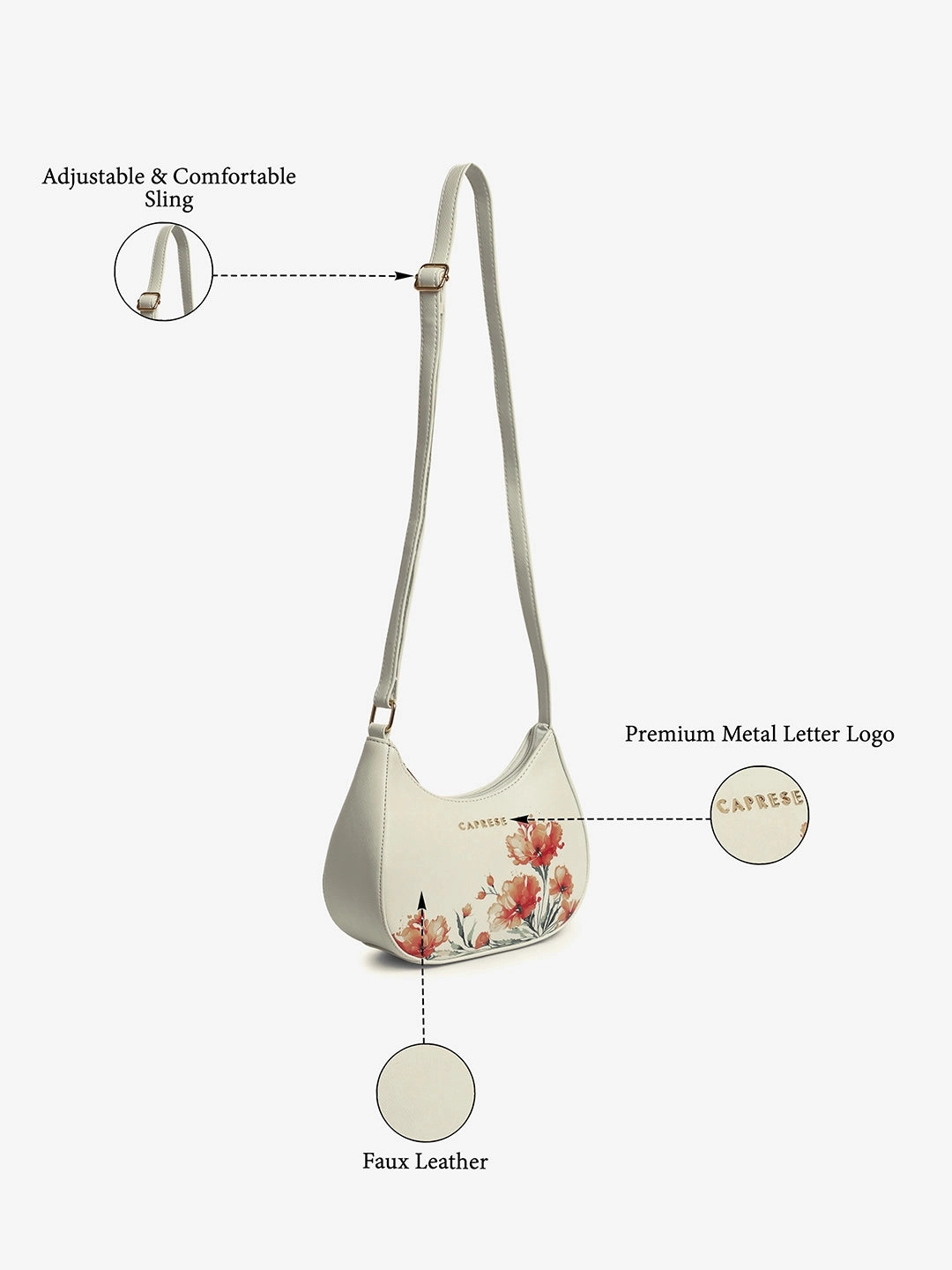 Caprese Chloe Small Grey Sling Bag