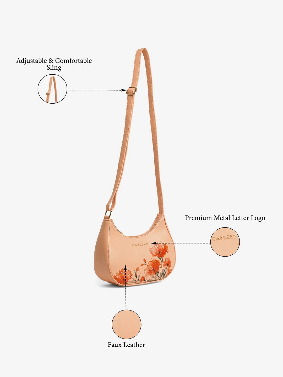 Caprese Chloe Small Orange Sling Bag