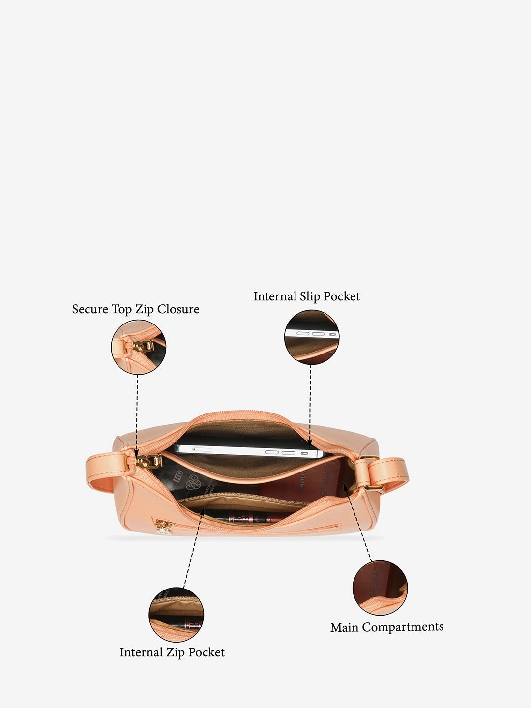Caprese Chloe Small Orange Sling Bag